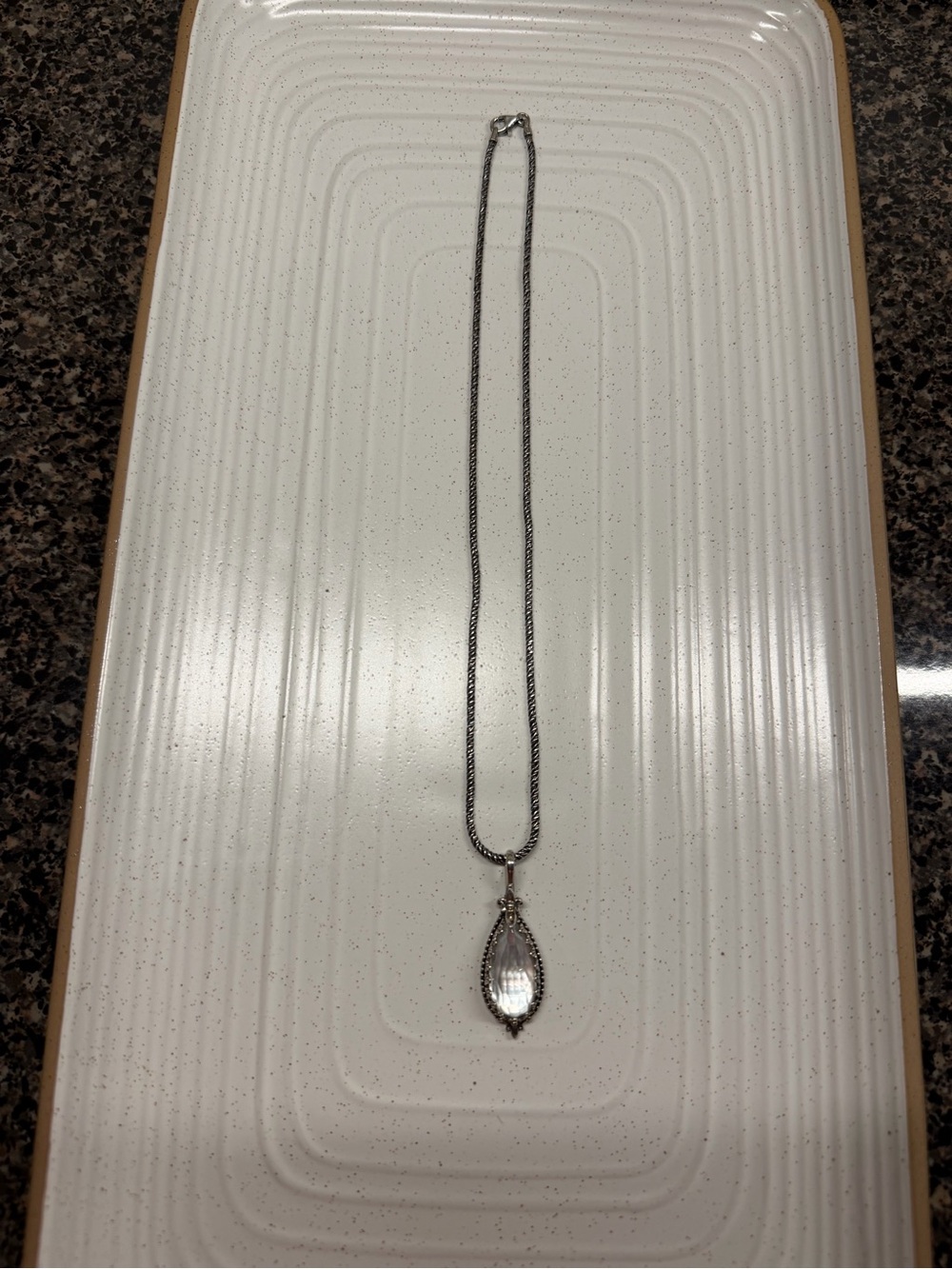 Konstantino Sterling Silver Mother Of Pearl And Rock Crystal Pendant Necklace